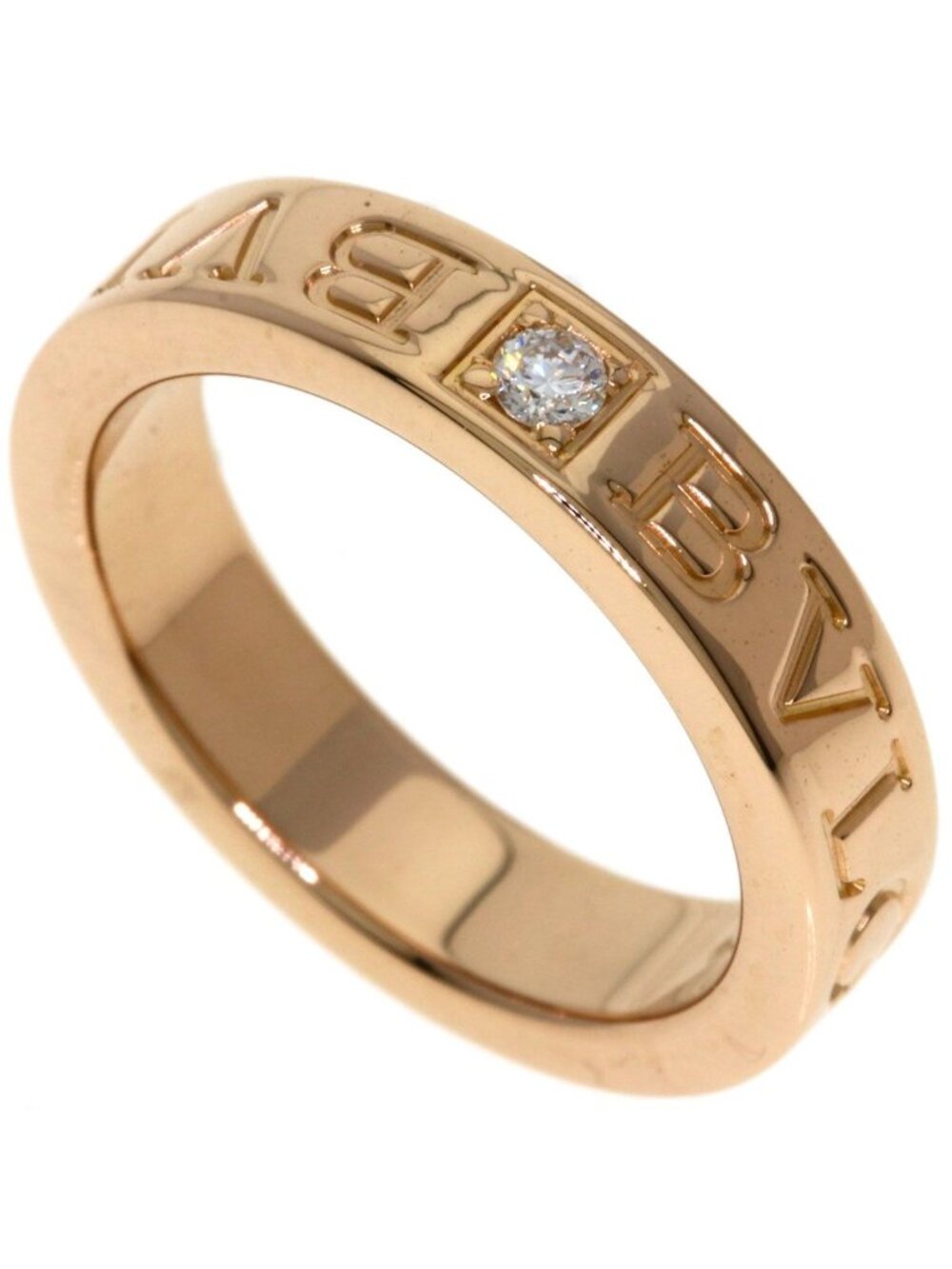Bvlgari Double Logo Diamond Ring 18k Pink Gold